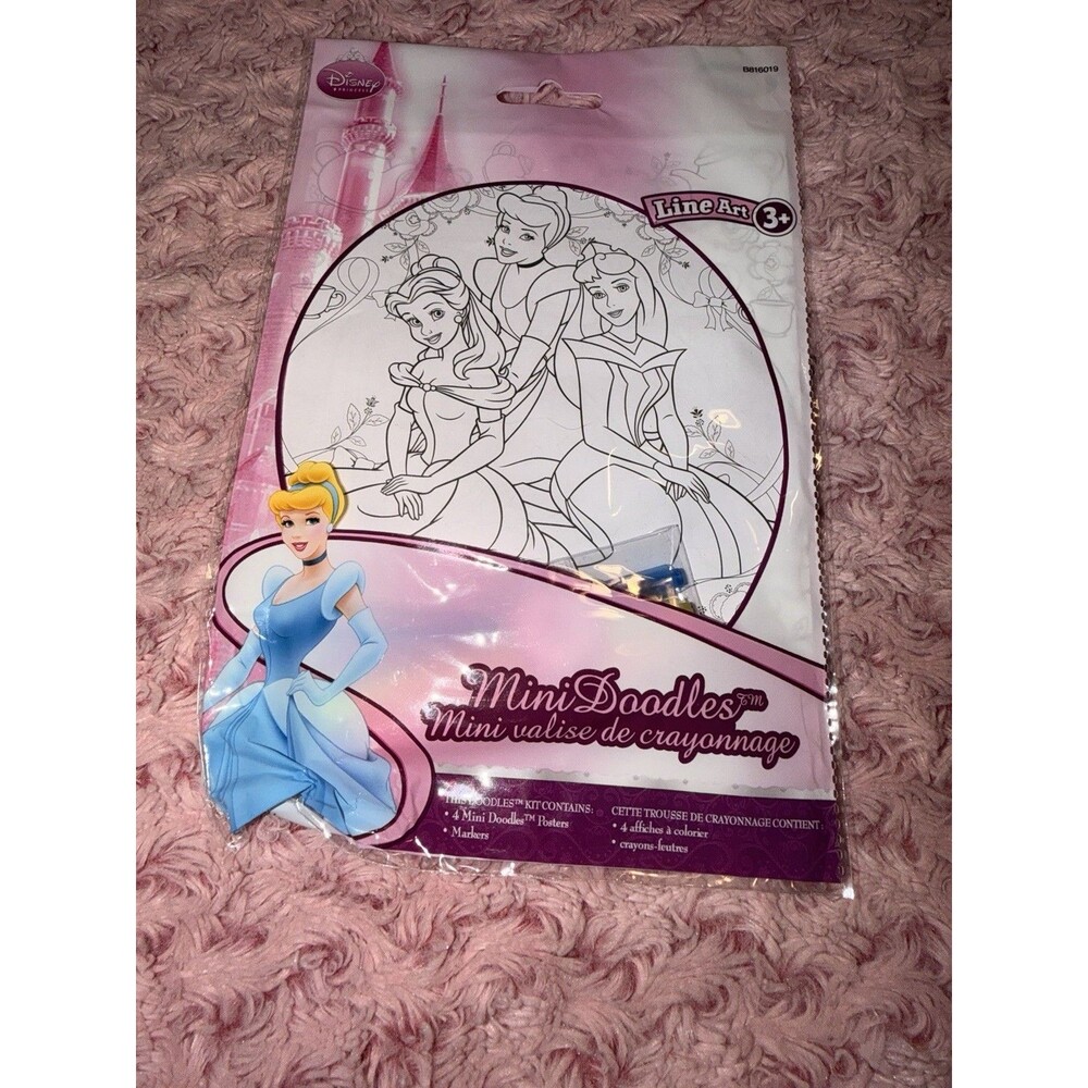 Disney Princess Mini-Doodles coloring kit Color Cinderella Belle Aurora Travel